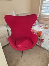 Arne Jacobsen inspired Egg Chair in Red - Fritz Hansen Style Swivel Lounge Chair