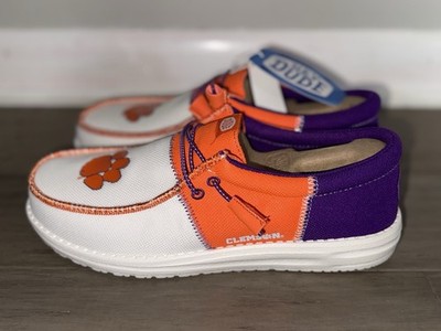 Hey Dude Wally Clemson Orange Purple Tigers Casual Slip on Shoes Men s Sz 10 NEW