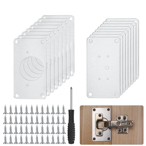 16Pcs Cabinet Hinges Repair Plates, Cabinet Doors Hinge Repair Kit Stainless Ste - Picture 1 of 7