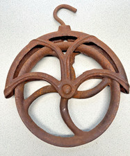 Antique Cast Iron Well Pulley Farm Wheel - Rustic Vintage Steampunk 6+ pounds