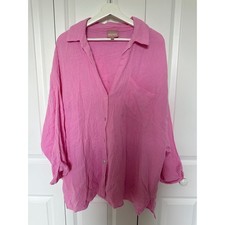 Show Me Your Mumu Pink Double Gauze Oversized Button Down Shirt XXL Made in USA