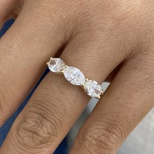 1.7ct F/VS2 Oval Cut Lab Created Diamond Yellow Gold Ring Certified Fine Jewelry