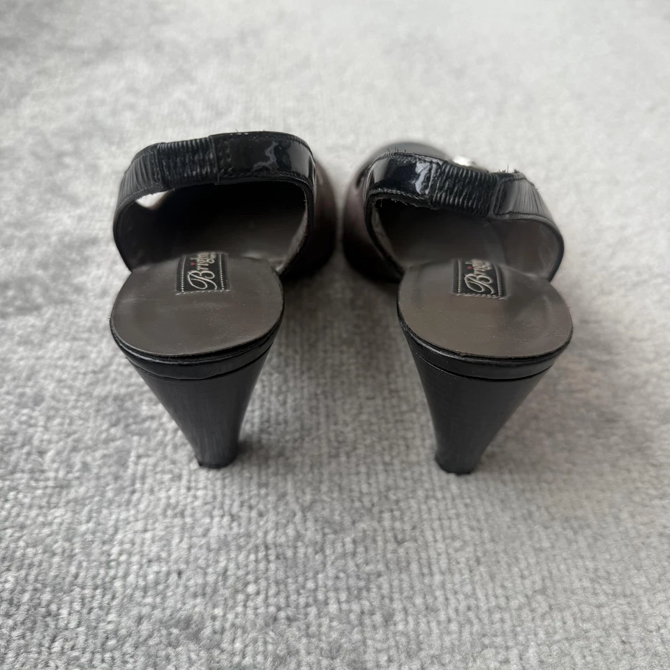 Brighton Shoes Womens Size 7.5 Leather Suede Slingback Heels Made in Italy - Image 4 of 4