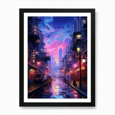 Futuristic Cityscape 1 Art Print Framed Wall Art Poster Canvas Print Picture