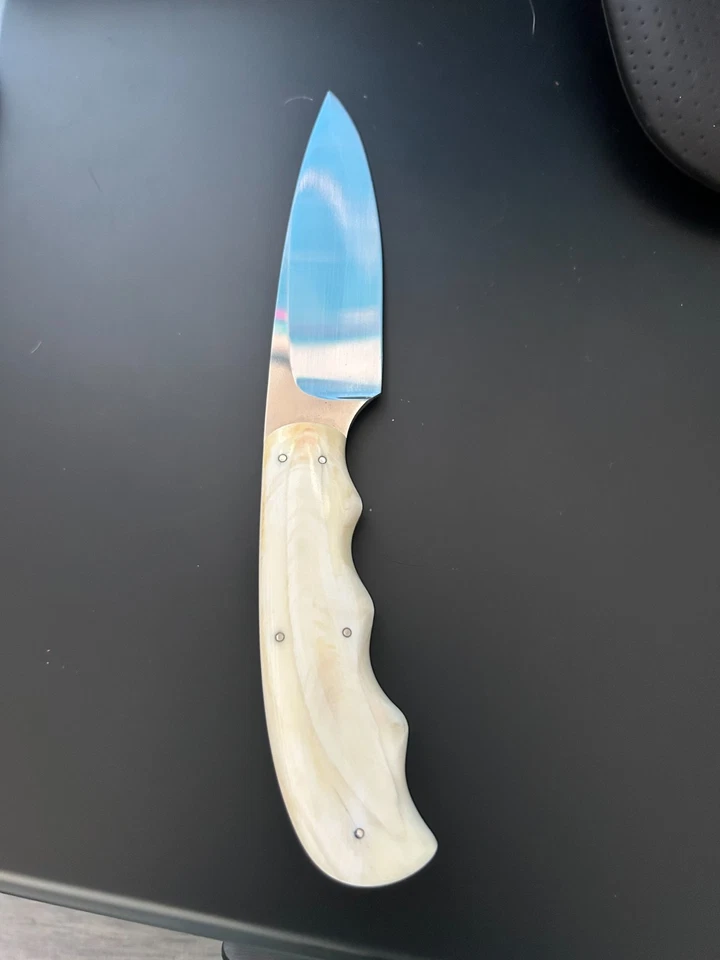 4” ARNO BERNARD KNIFE WHITE FINGER GROOVED BONE HANDLE, NEVER USED - Image 2 of 4