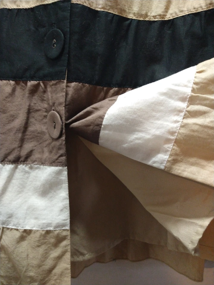 Falda Mossimo Mujer Talla 14 Negra Blanca y Marrón Rayas Anchas Forrada Botón Frontal Foto 3 de 4