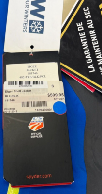 $600 Spyder Eiger Ski Shell Jacket NWT Size Small GORE-TEX Men's