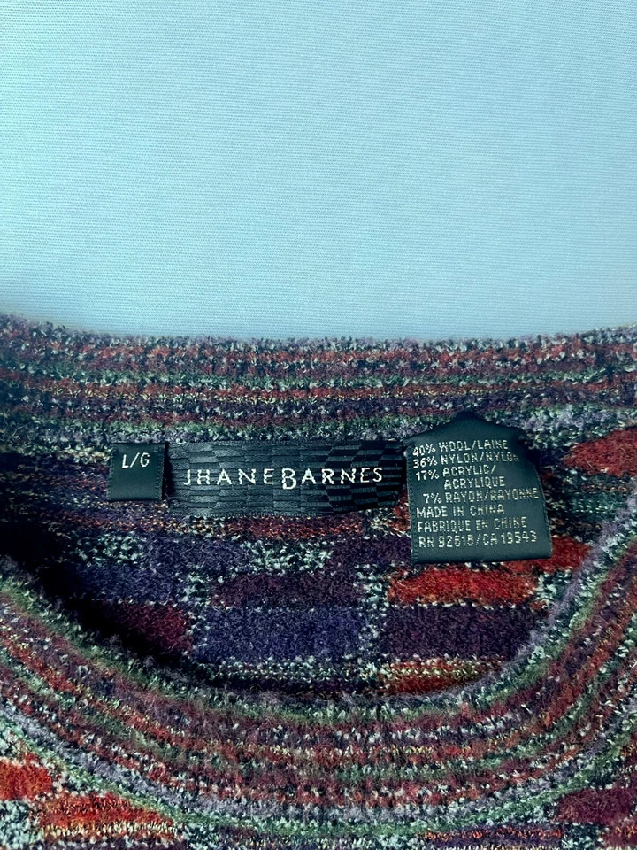 Vintage Jhane Barnes Mens Sweater Wool Blend Geometric Sz Large Cosby Style GUC - Image 2 of 4