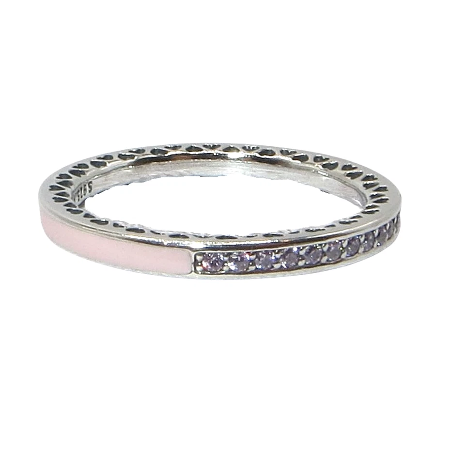 Pandora Corazones de Pandora Talla 8 SS .925 Esmalte Circonita cúbica Anillo Apilable 191011PCZ Foto 2 de 4