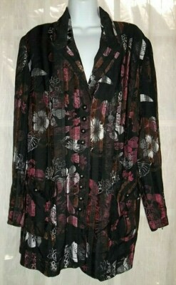 NEW SEMPRE PIU By Chalou Art-to-Wear Glazed Chenille Burnout Velvet Jacket Sz 12