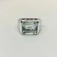 Natural Green Amethyst Gemstone with 925 Sterling silver Ring For Men's #980
