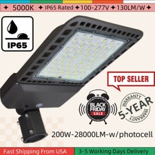 200W Commercial LED Parking Lot Light Dusk to Dawn Street Shoebox Area Light DLC