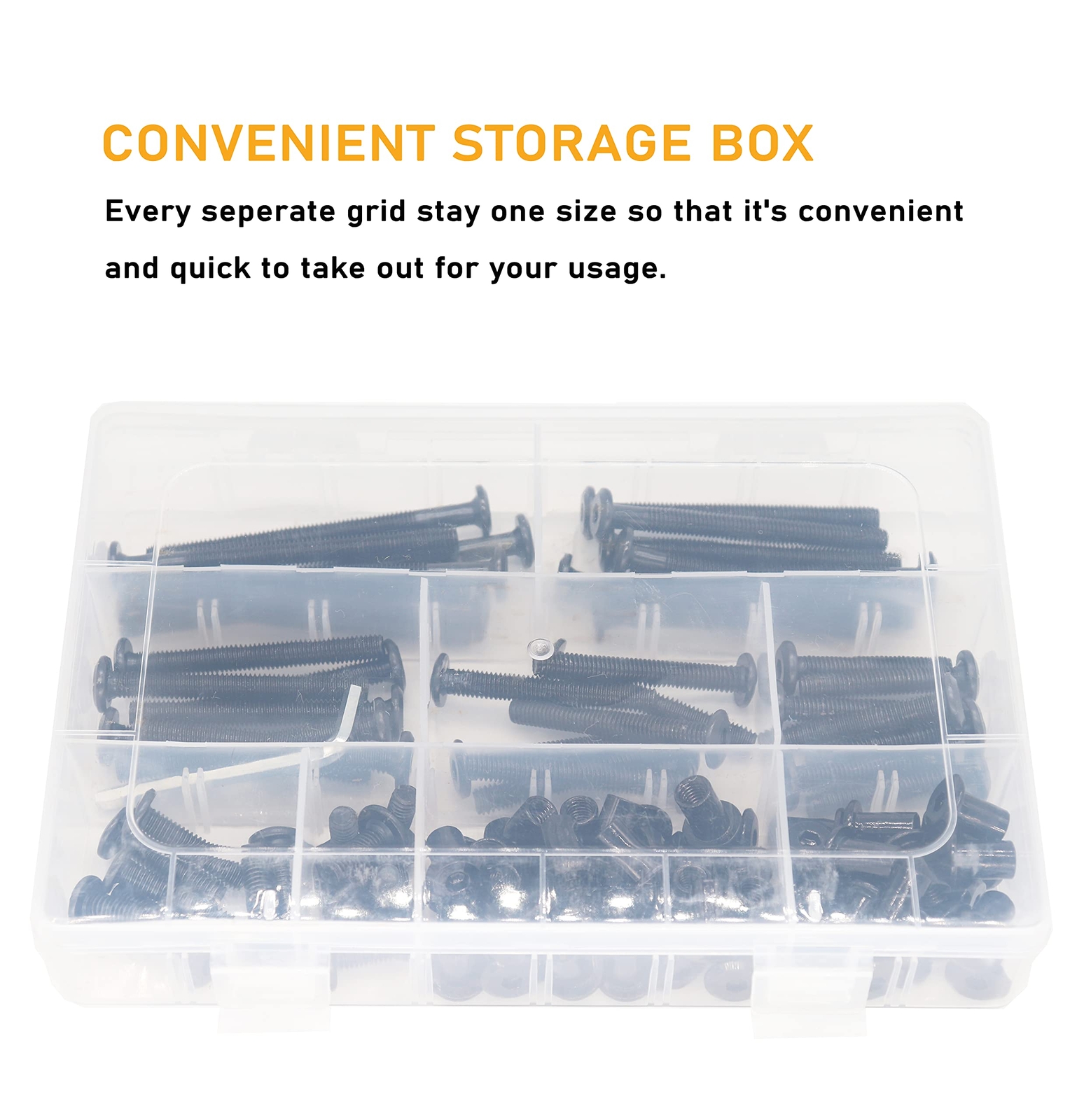 114pcs Black M6 Hex Drive Socket Cap Bolts Assortment Kit Allen Head