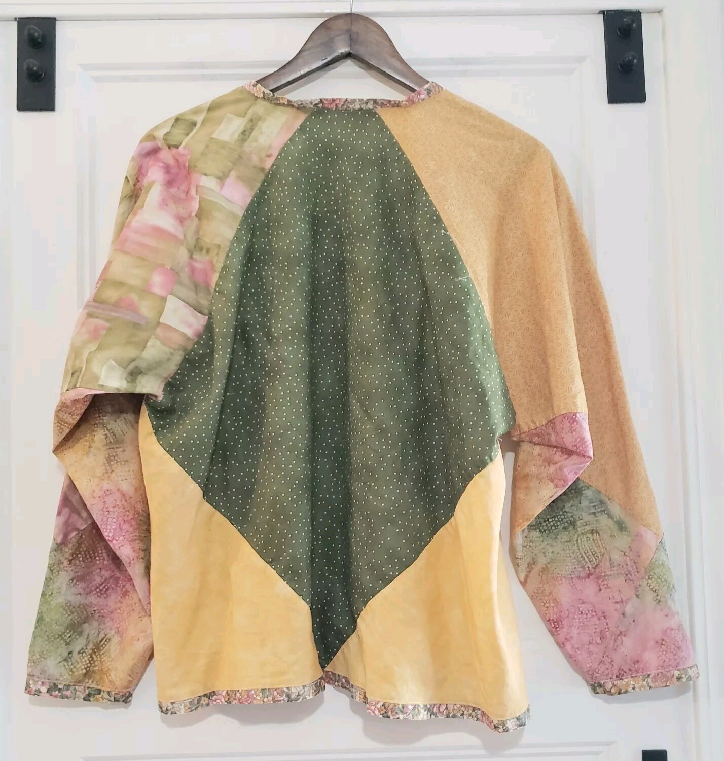 Patchwork Open Front Top Mixed Print Jacket Light… - image 2