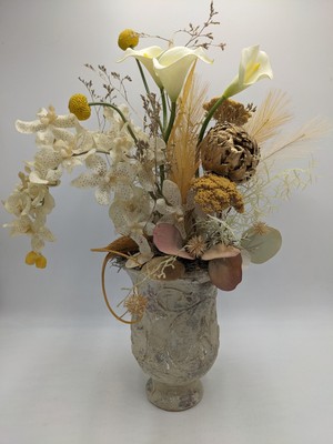 Sommergesteck Orchidee Calla creme