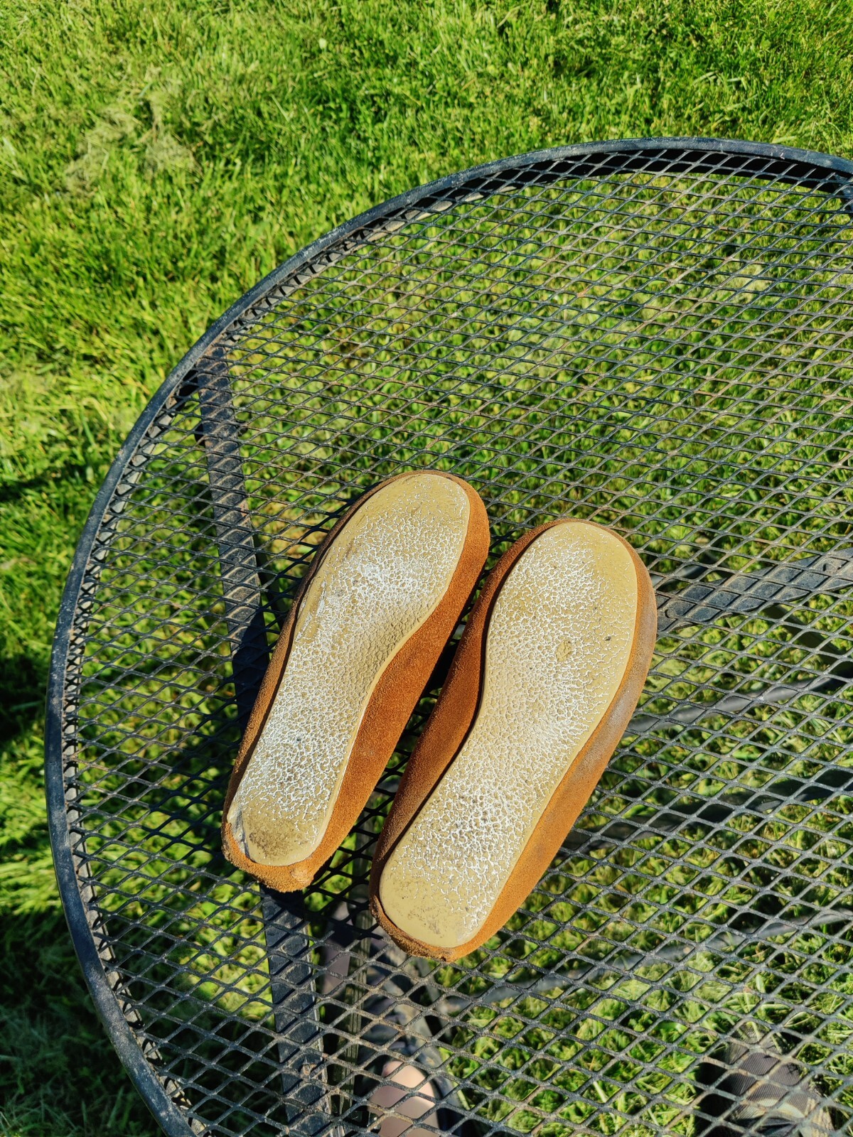 SAOLA Pantofole mocassino Minnetonka Jr. Trapper 4036 taglia 6 suola in gomma scamosciata marrone chiaro