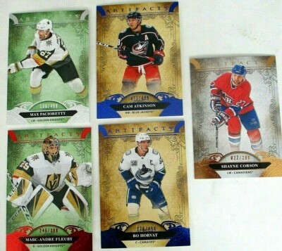 5 2020-21 Upper Deck Artifacts S. Corson /299 Marc-Andre Fleury /399 Pacioretty