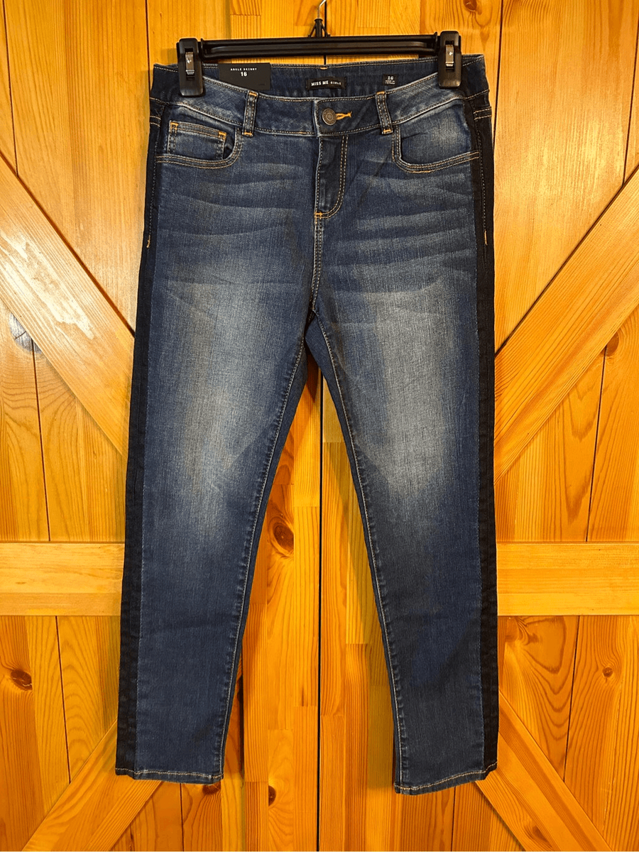 Miss Me Girls Jeans size 16 Patch Ombre Skinny Stretch Ankle