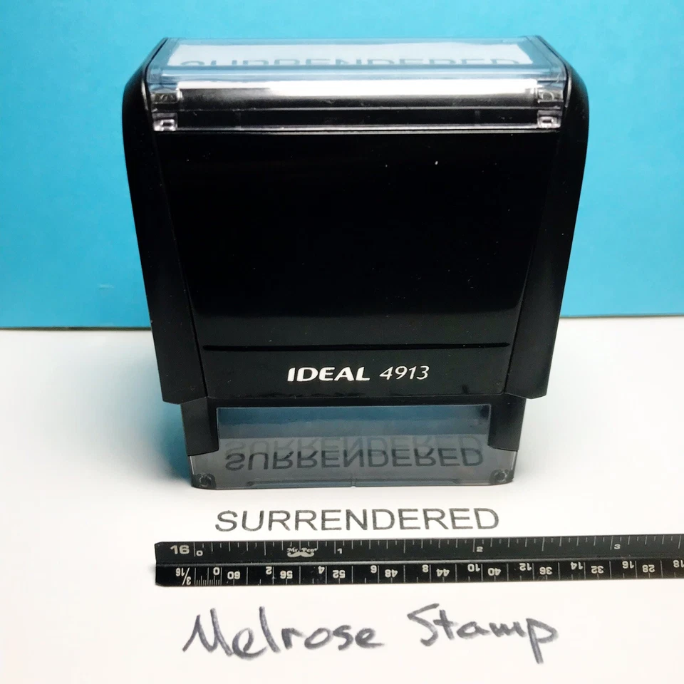 Surrendered Rubber Stamp Black Ink Self Inking Ideal 4913 - Image 2 of 4