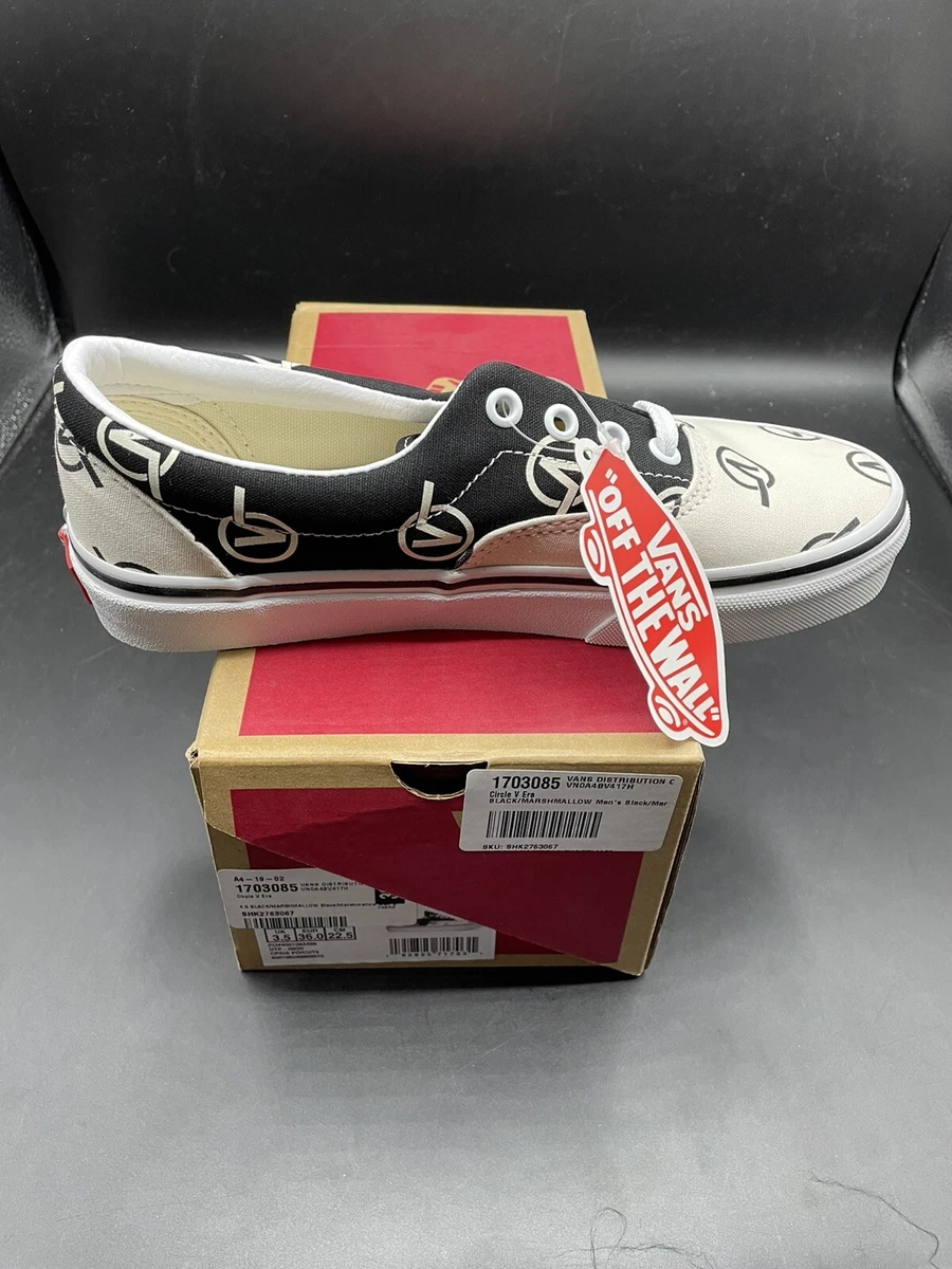 New Vans Circle V Era Black Marshmallow Mens Size 4.5 Fits Womens 6