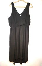 Pure Energy Women’s Black V-Neck Sleeveless Hi-Low Lined Dress LBD Size 1X