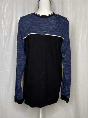 Broken Threads Shirt Men's Long Sleeve Black Blue Crew Neck Cotton Sz XL NWT