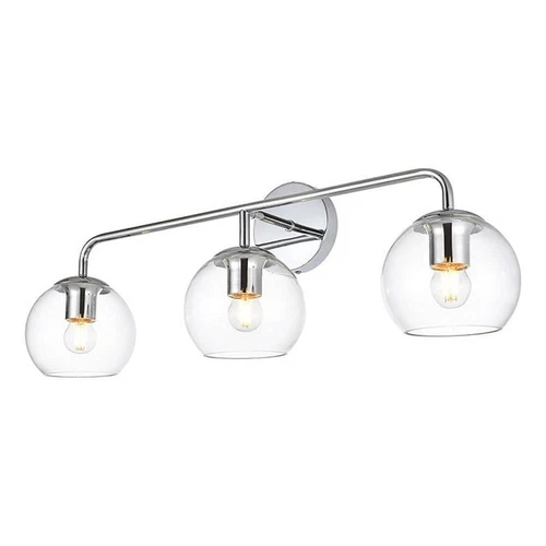 Living District Genesis 3-Light Iron & Glass Bath Sconce in Chrome/Clear - Picture 2 of 6