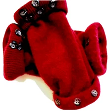 FINGERLESS GLOVES RED PURPLE MAROON 100% CASHMER S M L OS MITTENS WOMEN'S LADIES