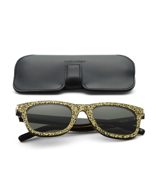 Occhiali da sole firmati Saint Laurent Paris unisex festa oro scintillante $450 autentici