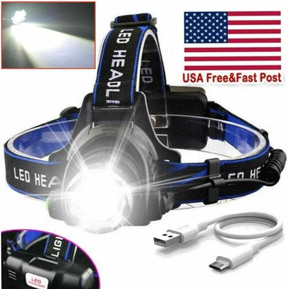 990000LM LED фары перезаряжаемый фары Zoomable голова фонарь - Изображение 2 из 4