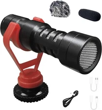 KraftGeek Video Microphone Compatible With Smart Phones Laptops, Black