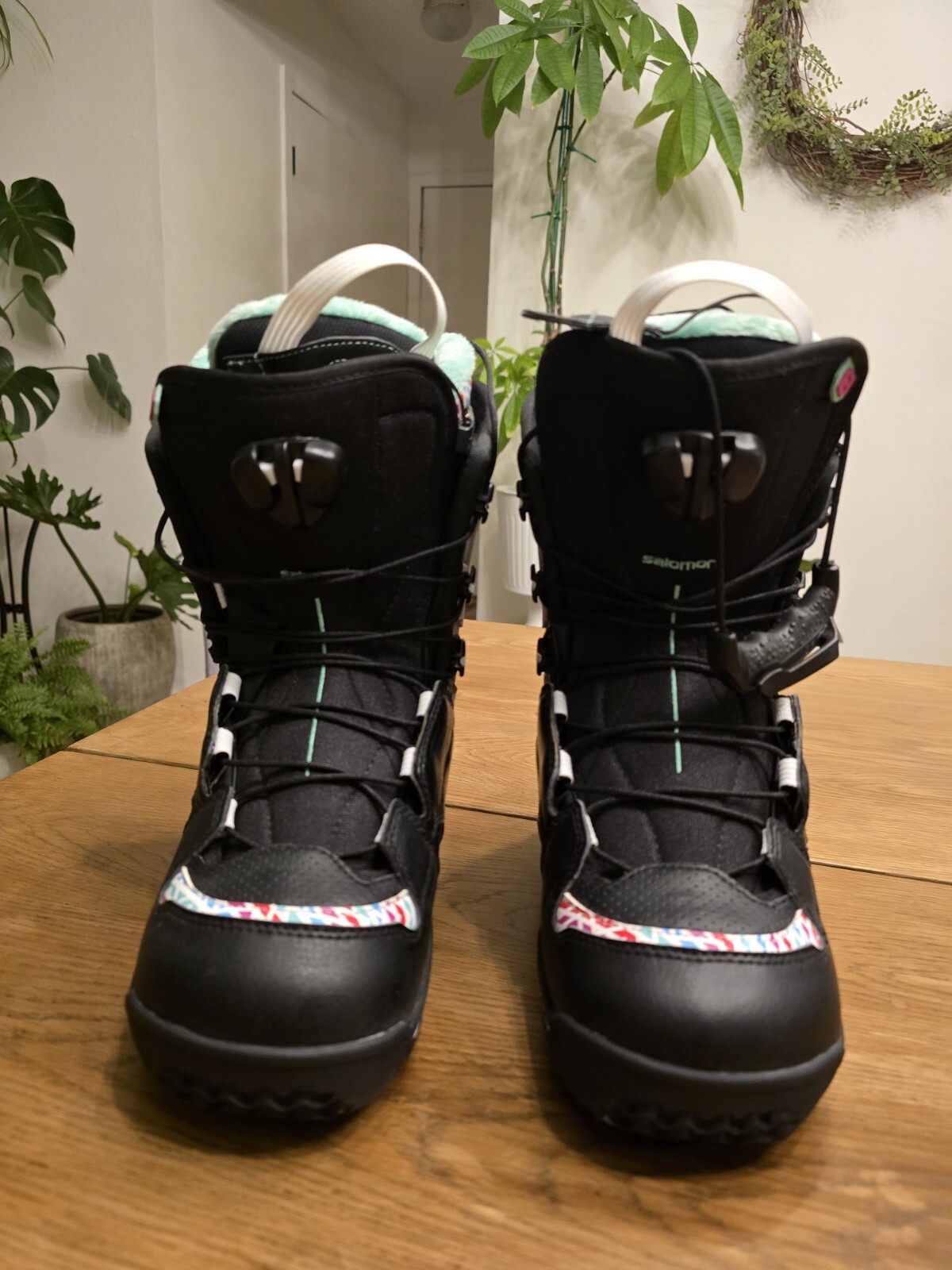 Stivali da snowboard donna Salomon Ivy termoformabili stringati nero e rosa taglia 6
