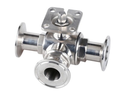 DN 51MM Sanitary 3-Way 2'' Ball Valve Tri Clamp Quick Ferrule SS304