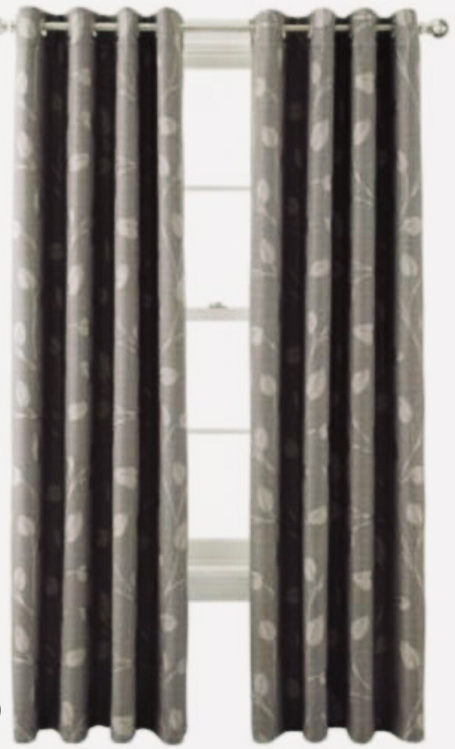JCP HOME Quinn Leaf Taupe Gray Grommet Panel Curtain Drapes 50”X 120