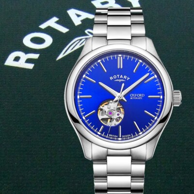 Rotary GB05095/05 Oxford blaues Zifferblatt automatische Herrenuhr UVP 329,00 £ 2 Jahre Garantie