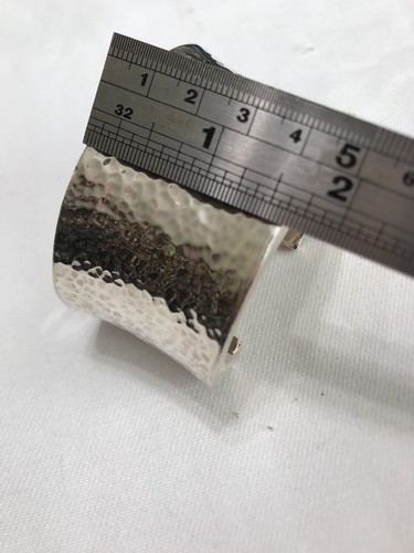 Sterling Silver .925 ~ 1 3/4" Wide ~ Designer Hammered Cuff Bracelet - Picture 8 of 12