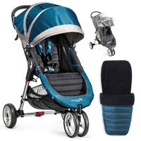 Baby Jogger Teal Blue City Mini Stroller Pushchair With Footmuff & Raincover Baby Jogger Teal Blue City Mini Stroller Pushchair With Footmuff & Raincover