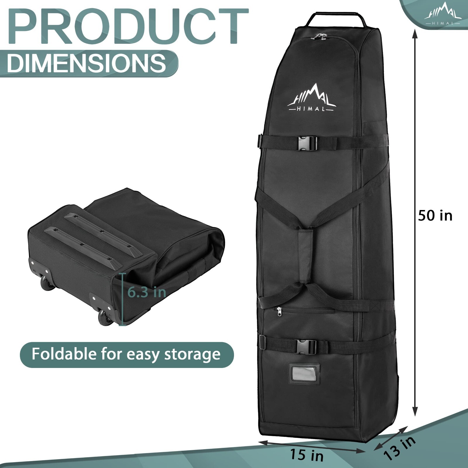 Himal Outdoors SoftSided Golf Travel Bag w/Wheels Heavy Duty 600D