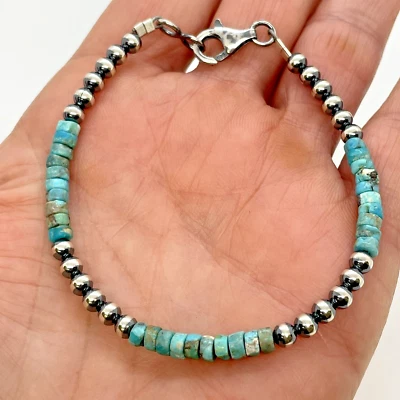 Navajo Green Turquoise Heishi & Navajo Pearls Anklet Bracelet 9 inches Native - Image 1 of 4