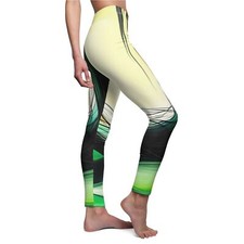Colorful Women's Cut  Sew Casual Leggings AOP - Green/Black