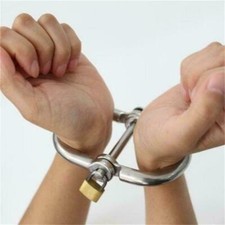 Stainless Steel Female Hand Restraint Male Wrist Cuffs Anger Lock Shackle New