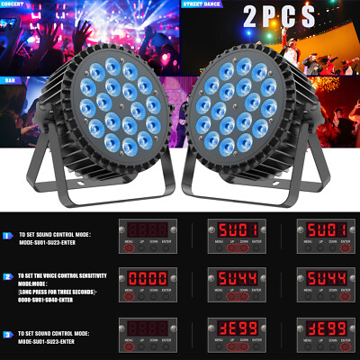 2X 18x12w RGBWA+UV LED Par Lighting Stage Beam LightS DMX DJ Concert Party Light