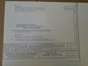1 EA HAMILTON STANDARD PROPELLERS DOME LIFTING HANDLE DRAWING #HSP-1258