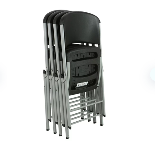 Lifetime Commercial Grade 500 Lbs Contoured Folding Chair Black on Grey 4 Pks - Picture 2 of 6