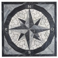 Marmor Rosone 60x60 cm Kompass Naturstein Windrose Mosaik Fliesen Einleger 066