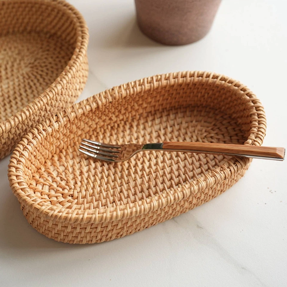3 Pieces Handwoven Rattan Tray Slim for Coffee Tables, Desktop - Bild 4 von 4