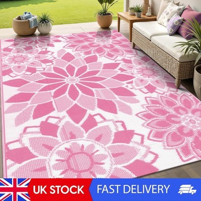 UV-beständiger 180x270 cm rosa Outdoor Teppich - leichter faltbarer Terrassenteppich
