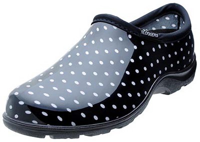 Gartenschuh, schwarz & weiß gepunktet, Damengröße 9   5113BP09