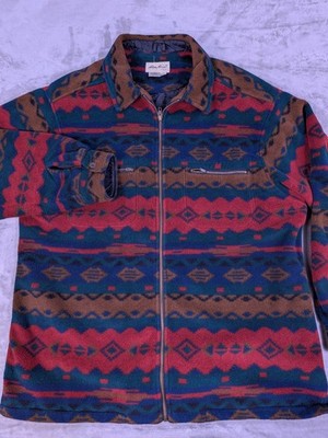 VTG Eddie Bauer Polartec Aztec Fleece Jacket Made in USA Zip Men s XL Tall