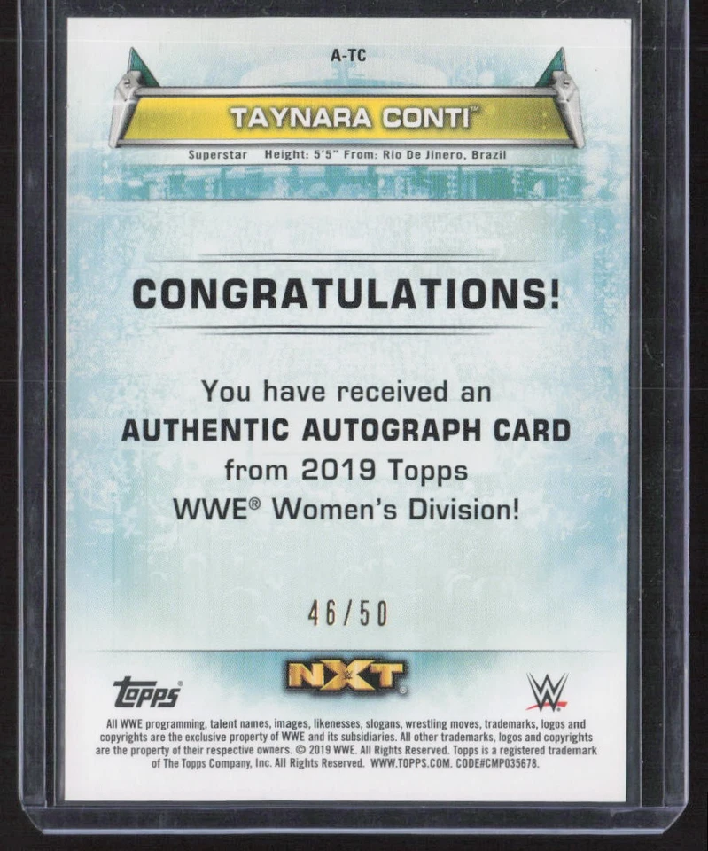 2019 Topps WWE Auto /50 #A-TC Taynara Conti - Image 2 of 2